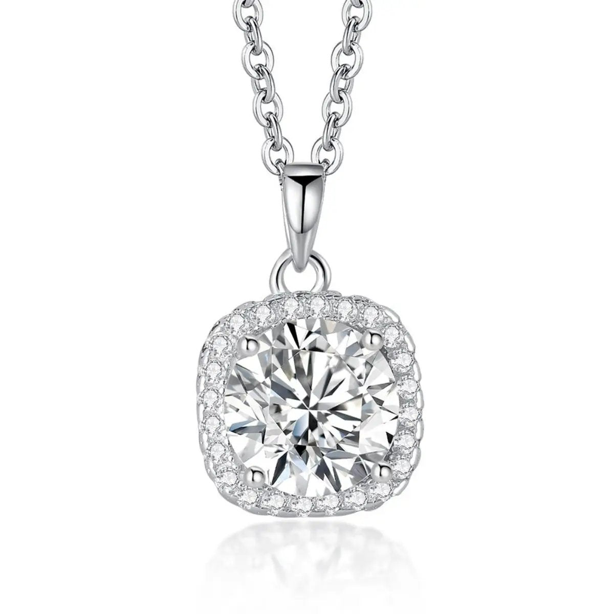 Moissanite 925 Sterling Silver Pendant Necklace by Trendsi