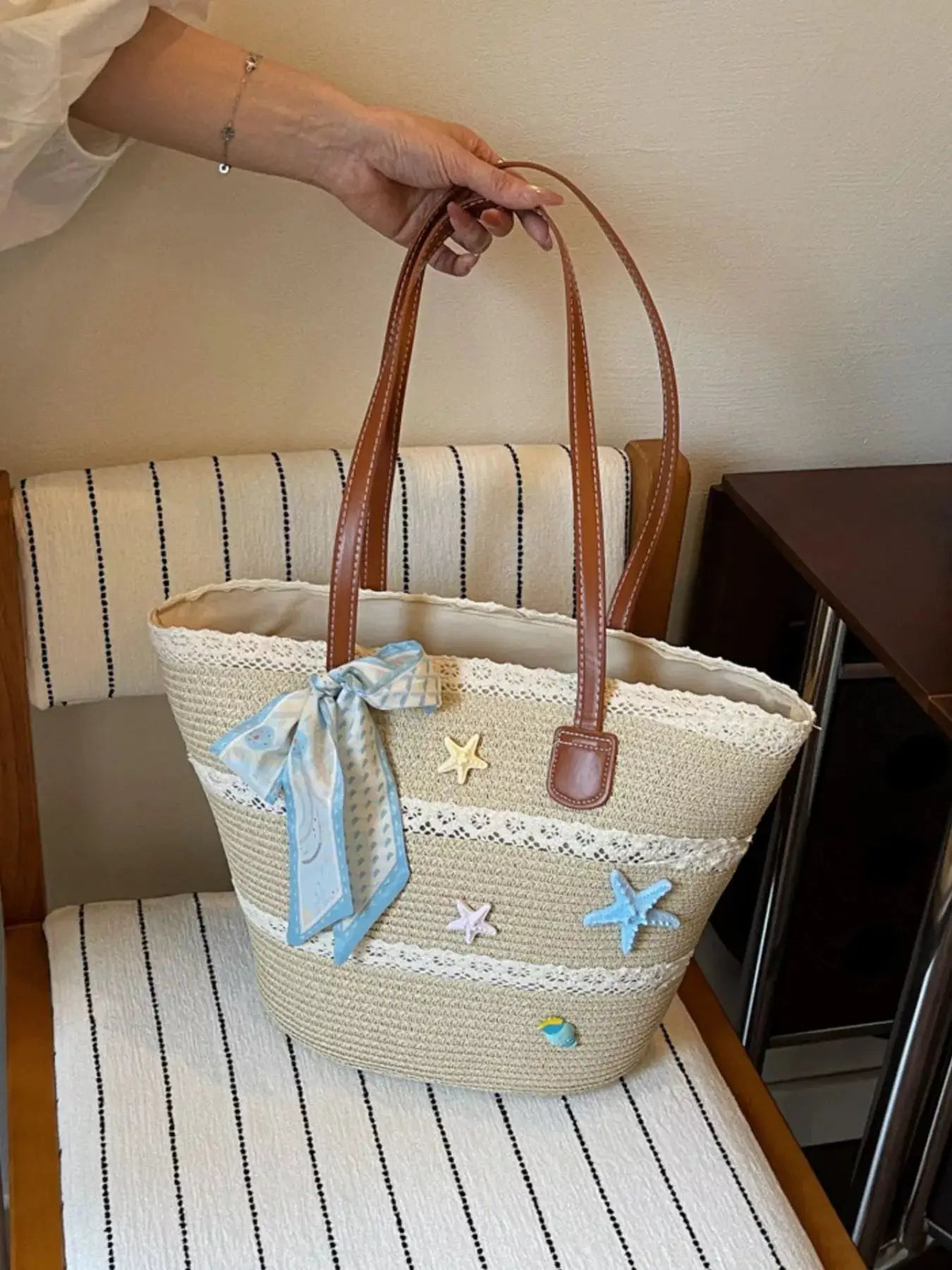 Straw Woven Shoulder Bag by Trendsi