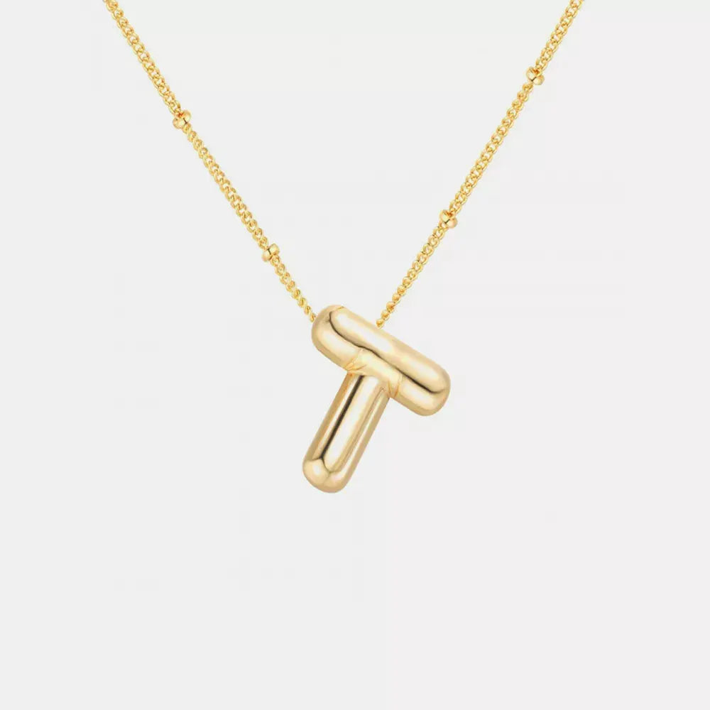 Gold-Plated Bubble Initial Necklace by Trendsi