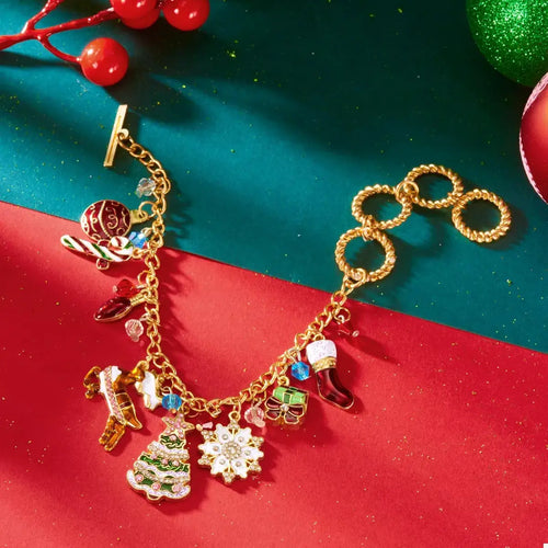 18K Gold-Plated Christmas Charm Bracelet by Trendsi