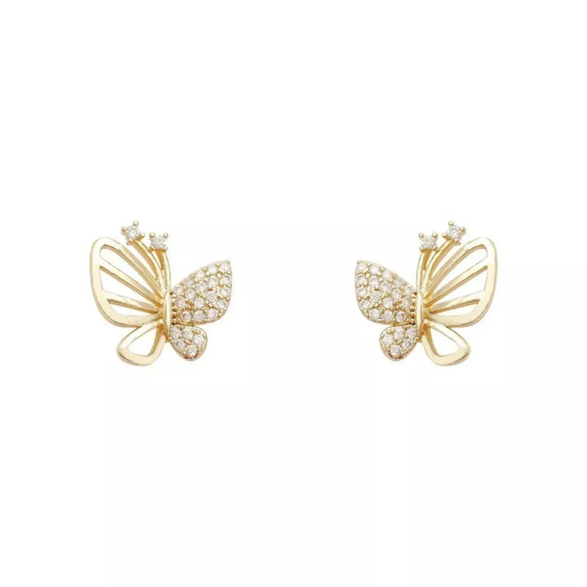 18K Gold-Plated Butterfly Stud Earrings by Trendsi