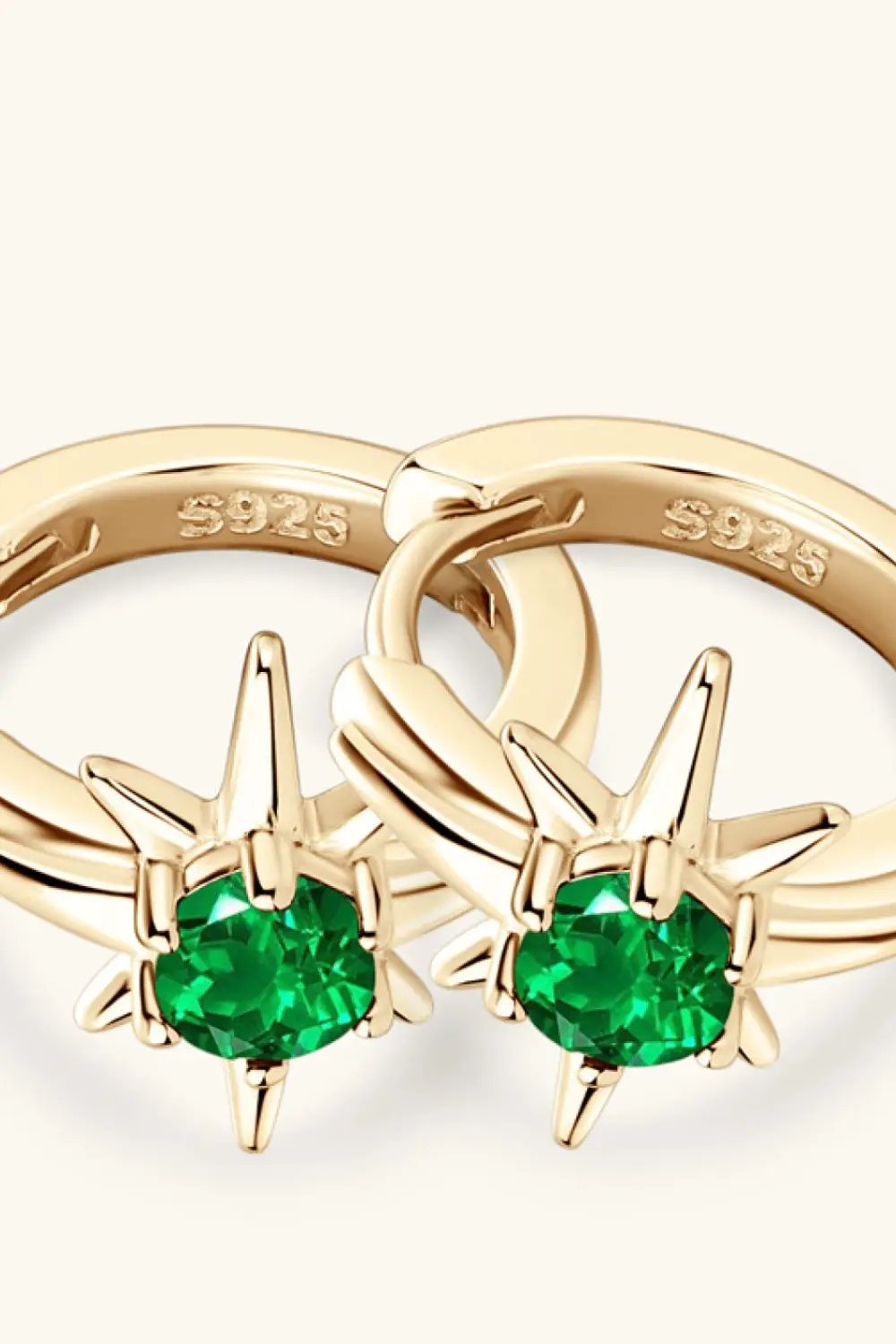 Lab-Grown Emerald Huggie Earrings by Trendsi