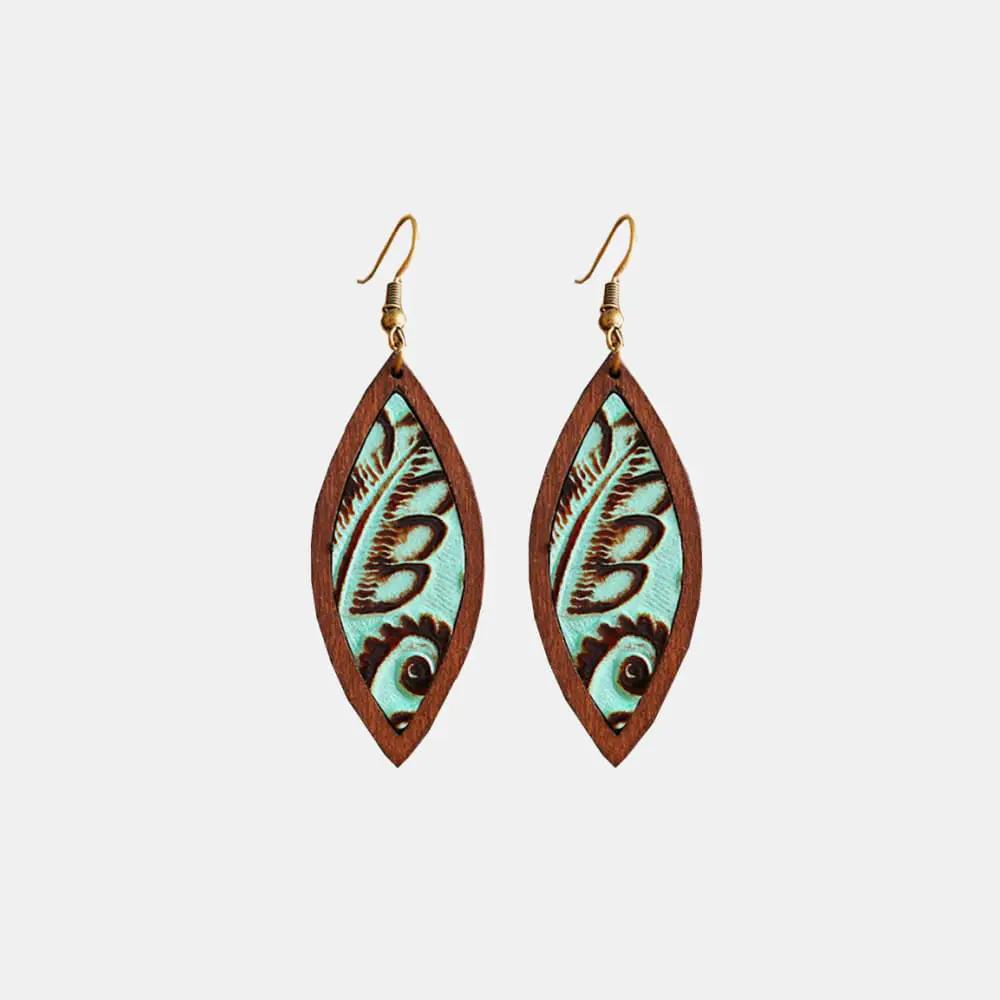 Geometrical Shape Wooden Dangle Earrings by Trendsi