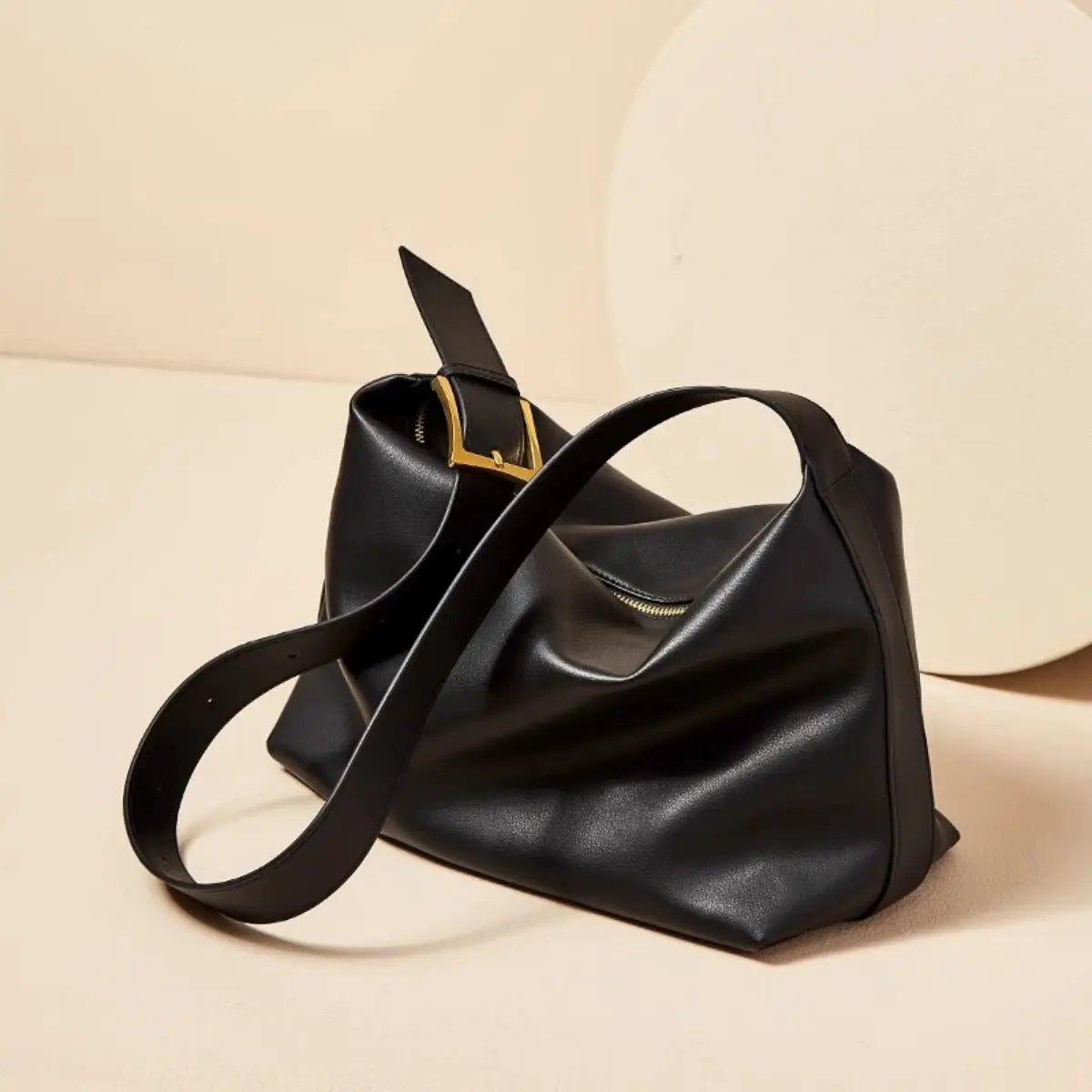 Leather Buckle Shoulder Bag by Trendsi