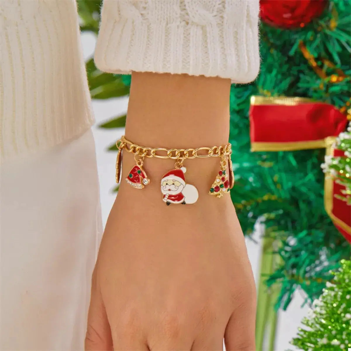 Christmas 18K Gold-Plated Charm Bracelet by Trendsi