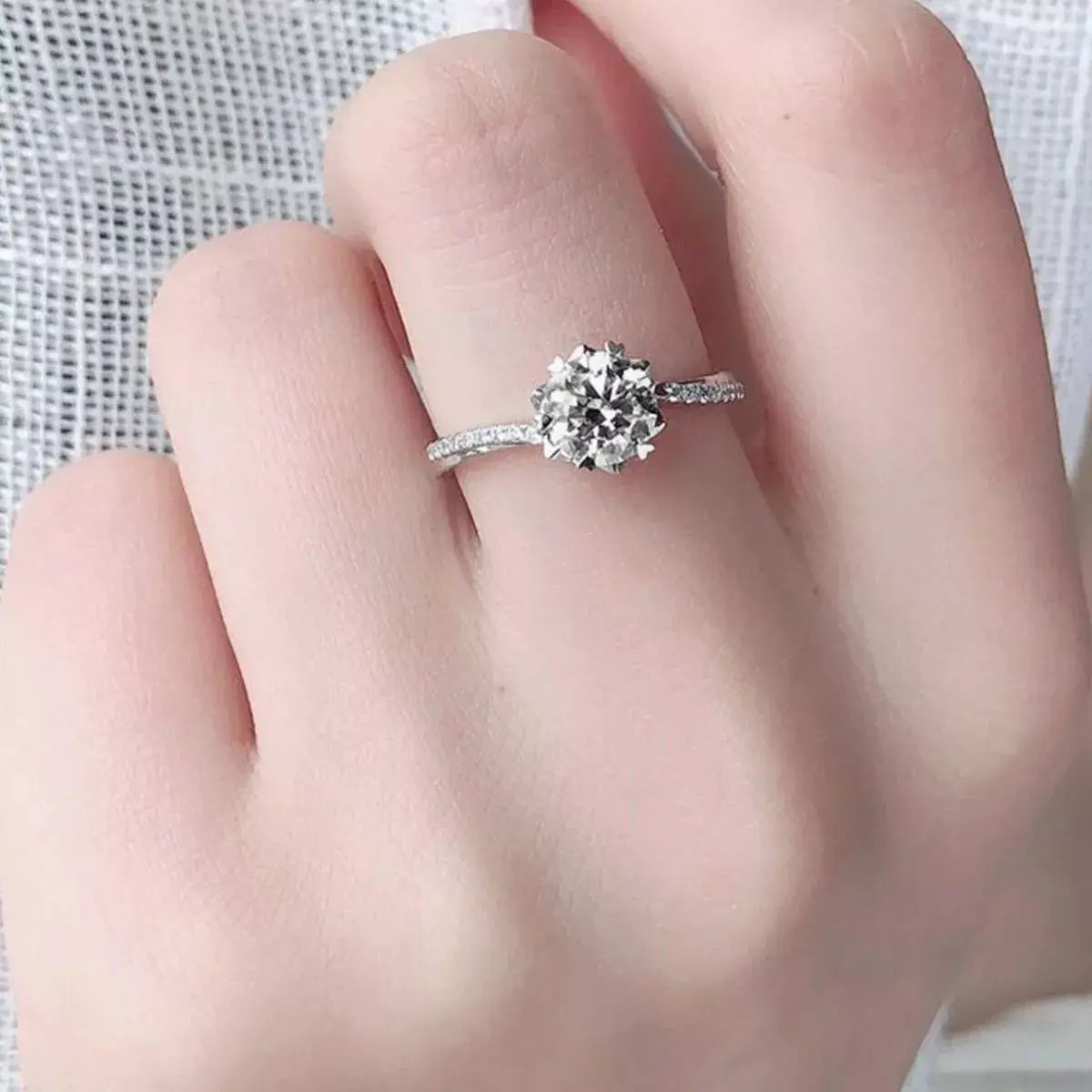 1 Carat 925 Sterling Silver Moissanite Ring by Trendsi