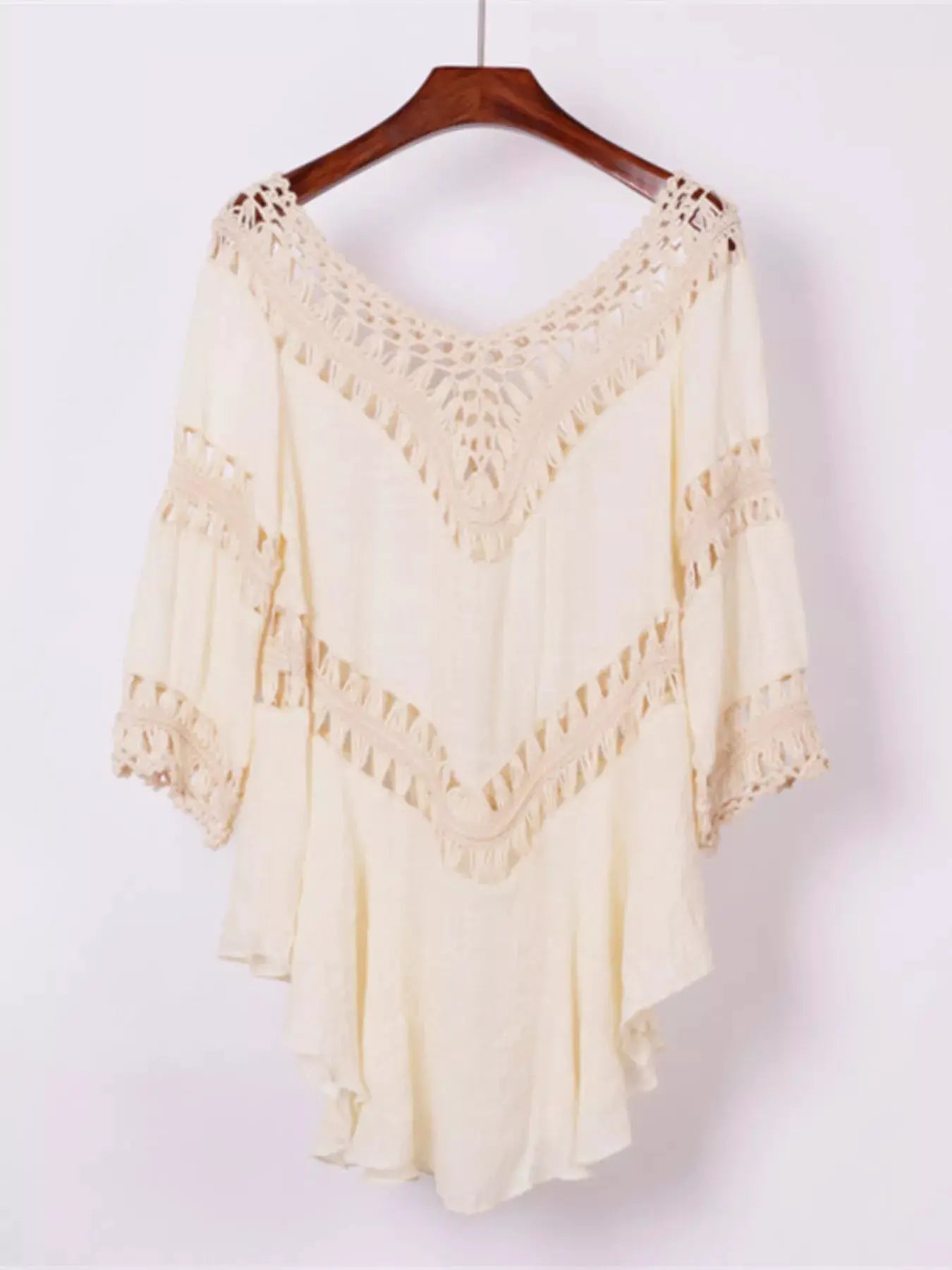 Crochet Trimmed Flowy Cover Up Dress by Trendsi