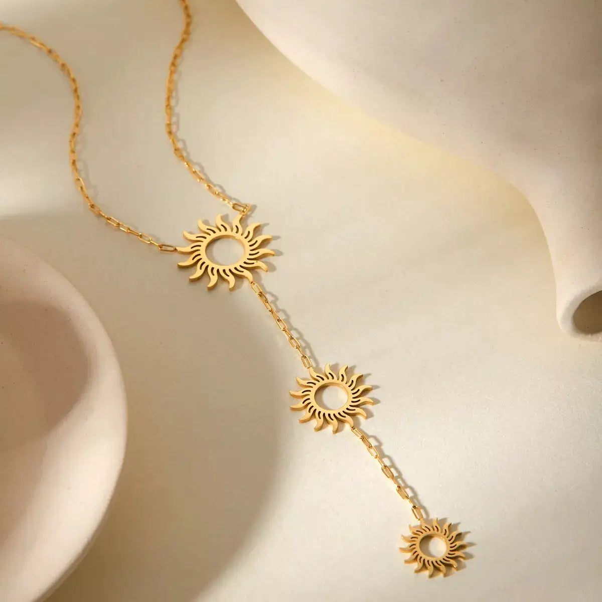 18K Gold-Plated Sun Pendant Necklace by Trendsi