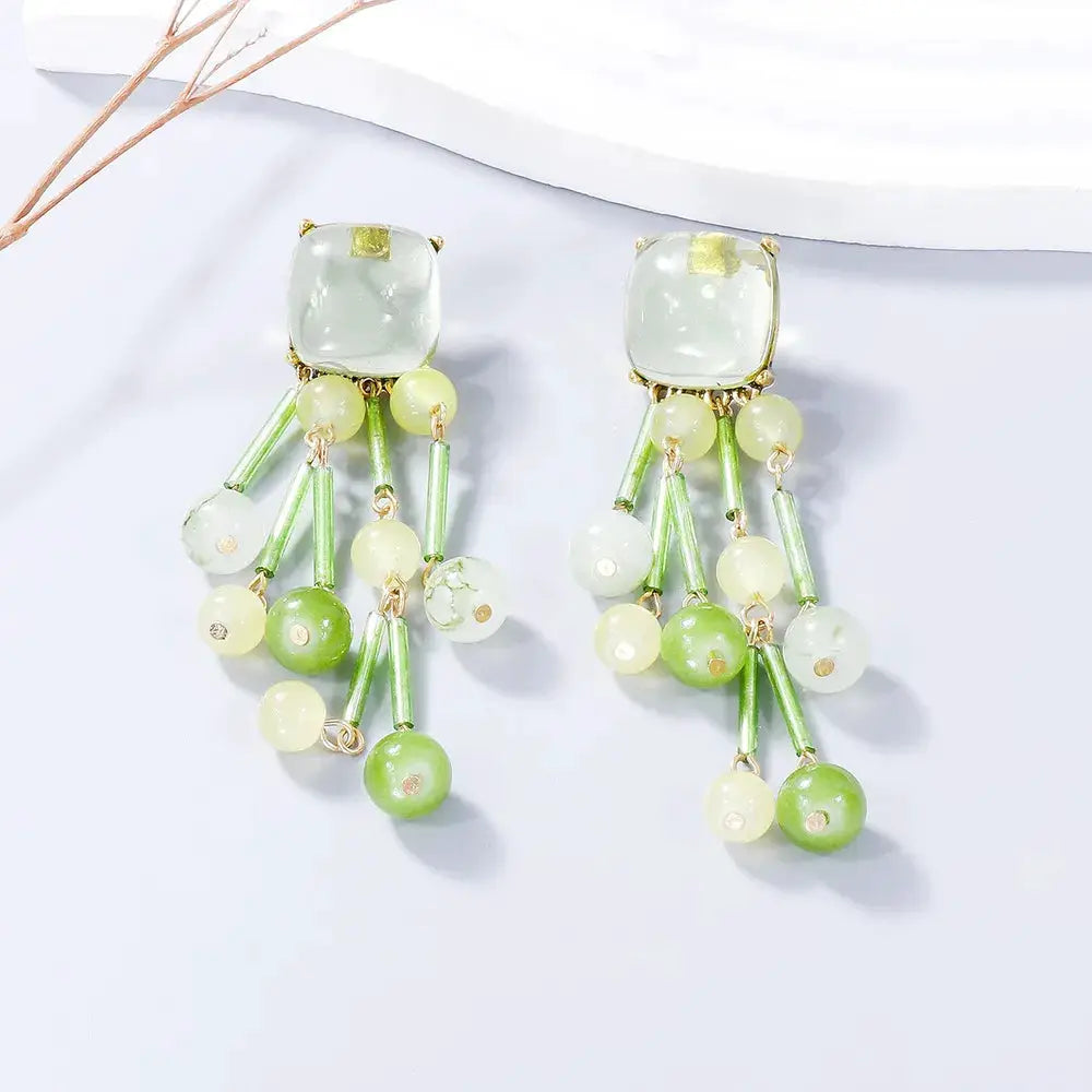 Acrylic Bead Dangle Earrings by Trendsi