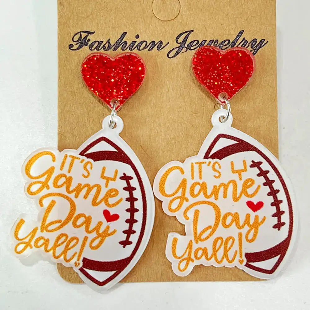 Heart Shape Sports Theme Acrylic Dangle Earrings by Trendsi