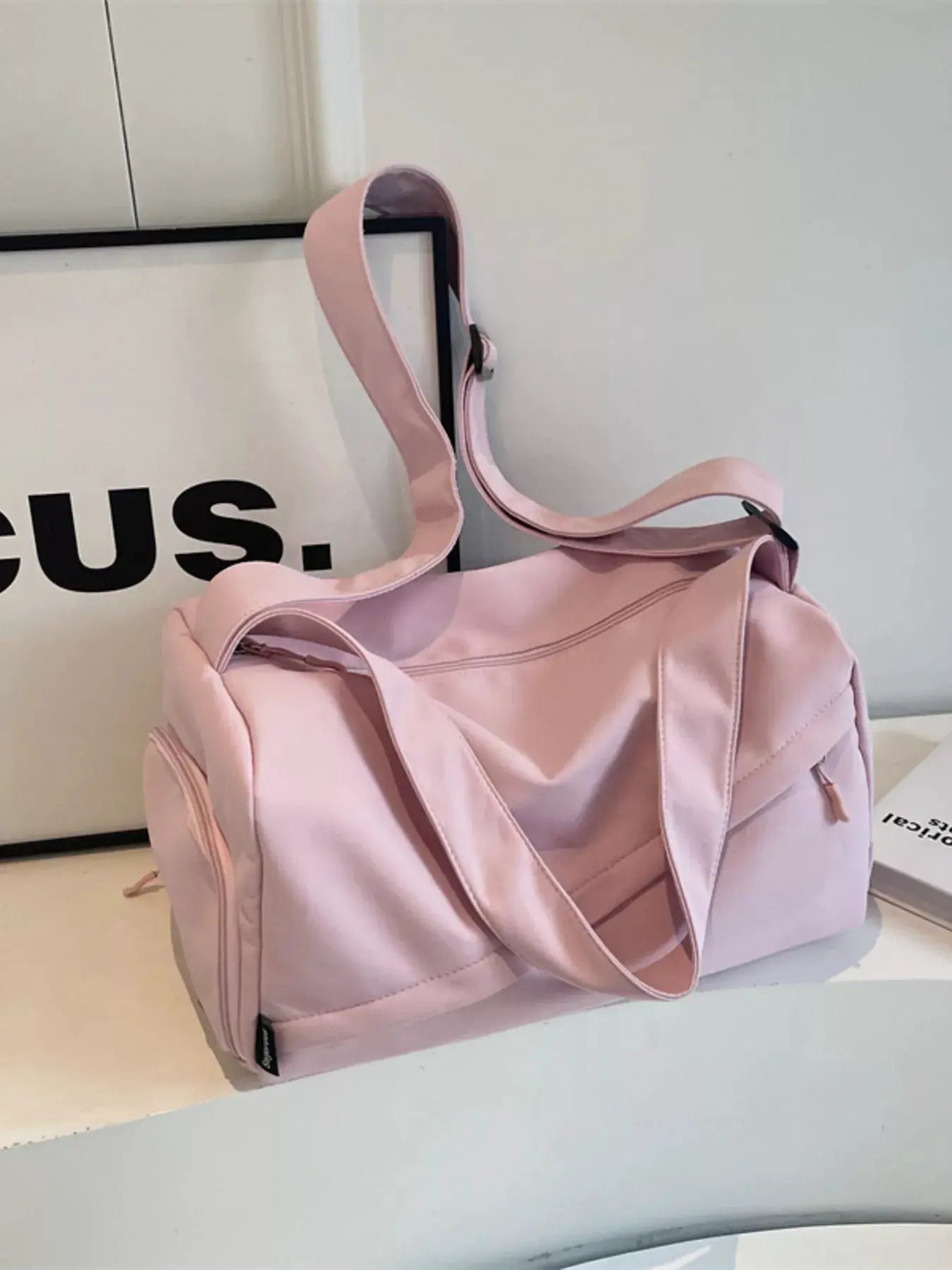 Adjustable Strap Solid Color Travel Bag by Trendsi
