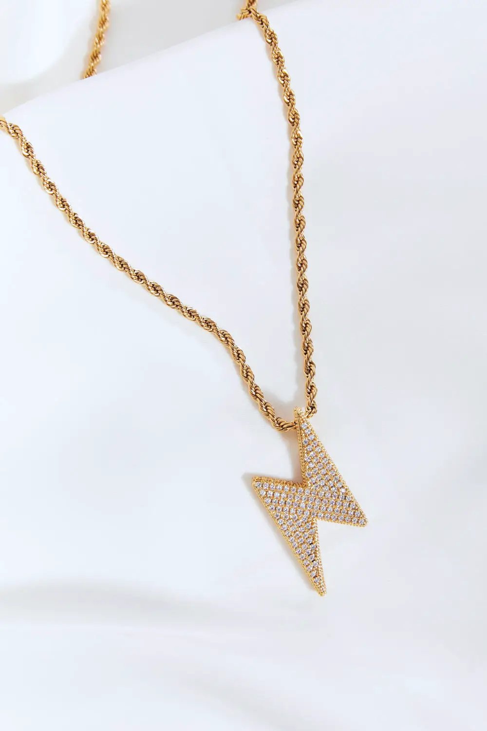 Brass Lightning Pendant Necklace by Trendsi