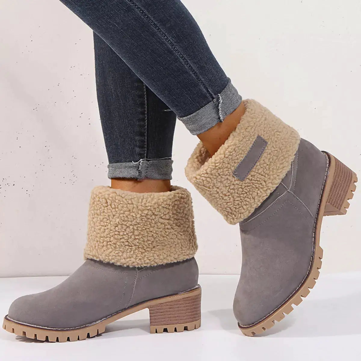 Round Toe Block Heels Boots by Trendsi