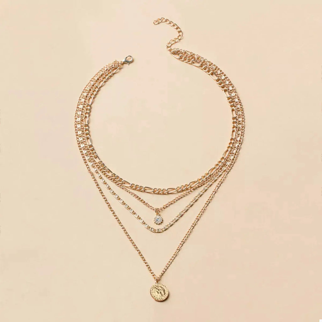 Four Layered Pendant Necklace by Trendsi
