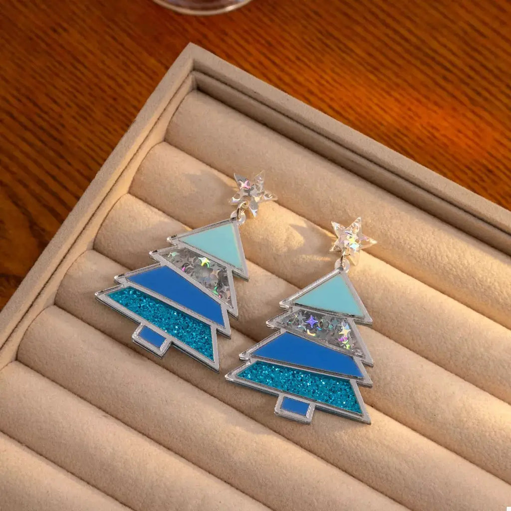 Christmas Tree Dangle Earrings by Trendsi