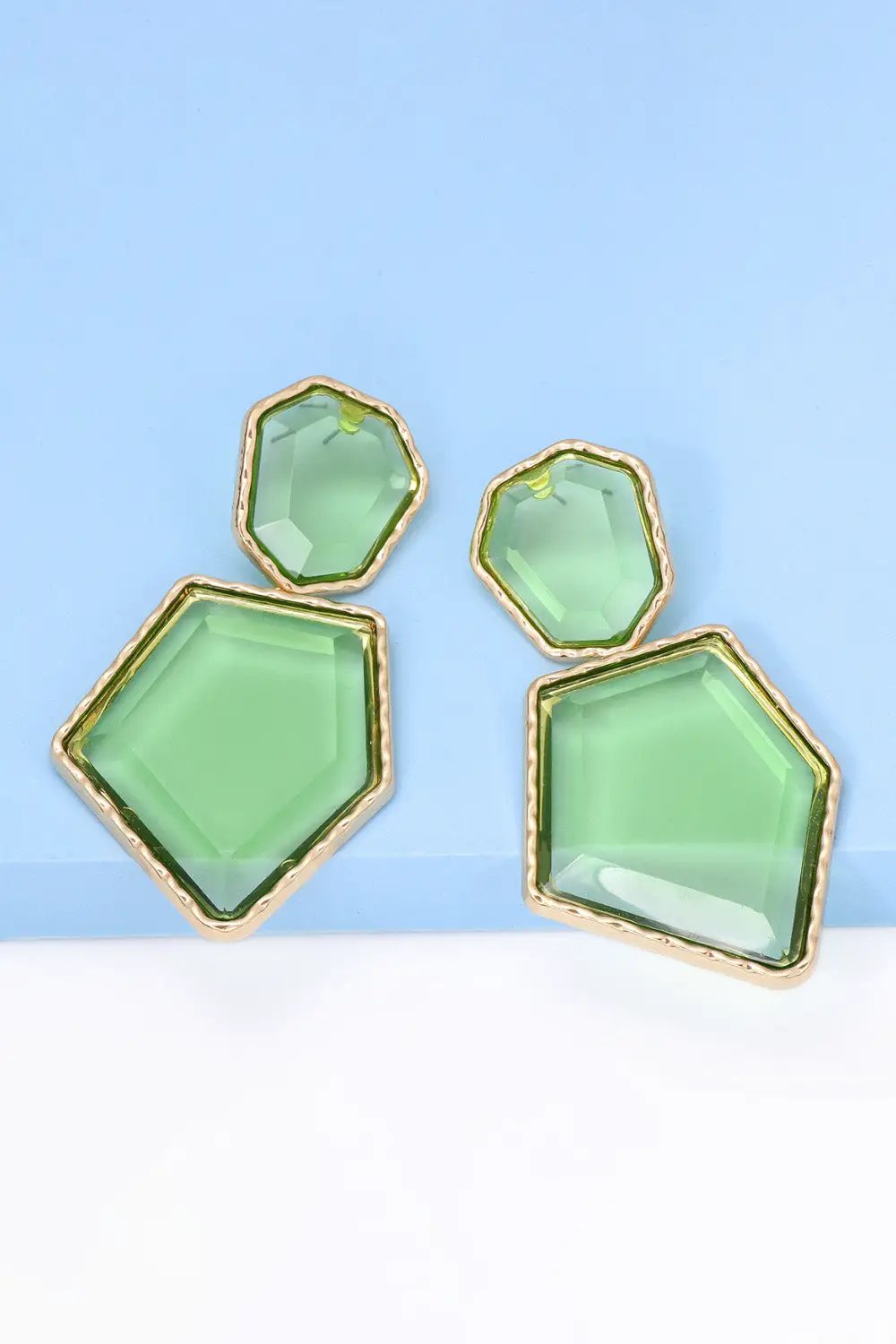 Geometrical Shape Zinc Alloy Frame Resin Dangle Earrings by Trendsi