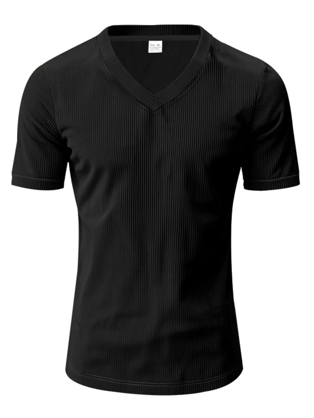 Men's Full Size Ribbed V-Neck T-Shirt Plus Size by Trendsi