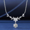 1 Carat Moissanite 925 Sterling Silver Leaf Flower Necklace by Trendsi