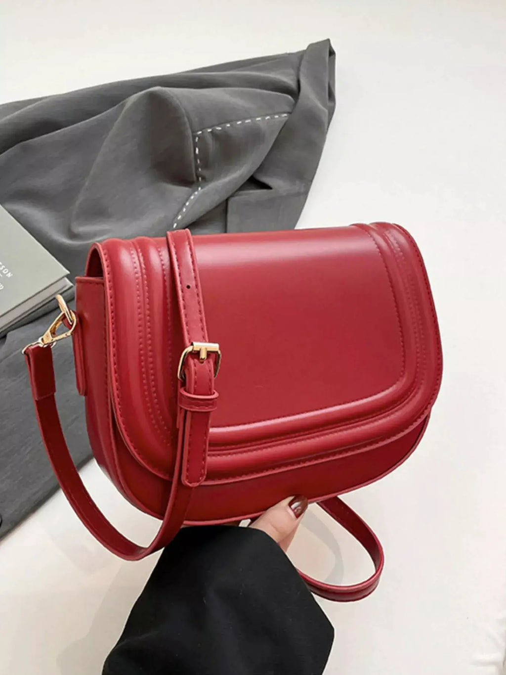 Elegant PU Leather Saddle Crossbody Bag by Trendsi