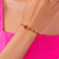 18K Gold-Plated Rhinestone Flower Bracelet by Trendsi