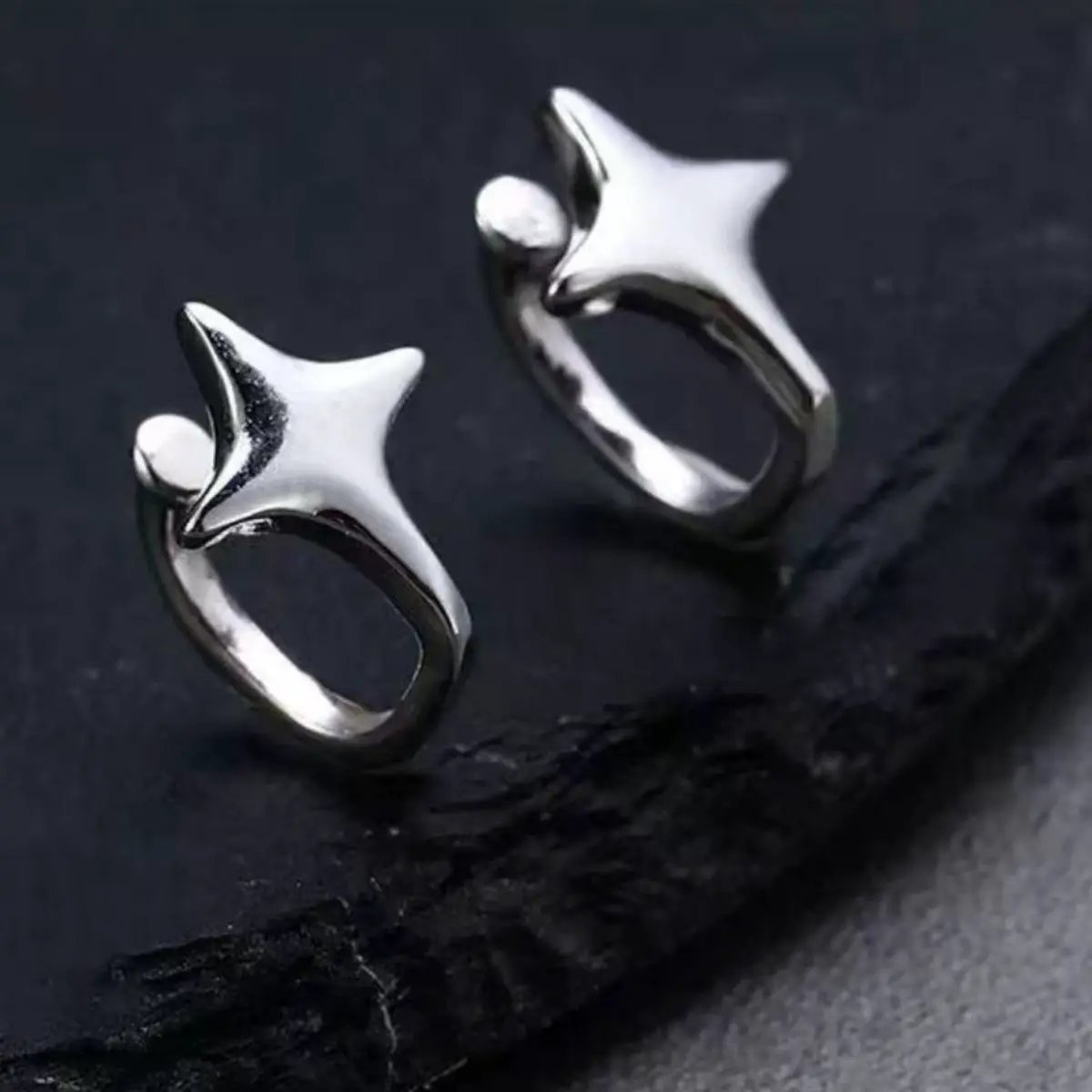 925 Sterling Silver Star Cuff Earrings by Trendsi