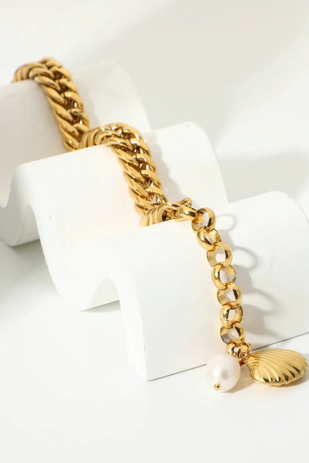 18K Gold-Plated Curb Chain Bracelet by Trendsi