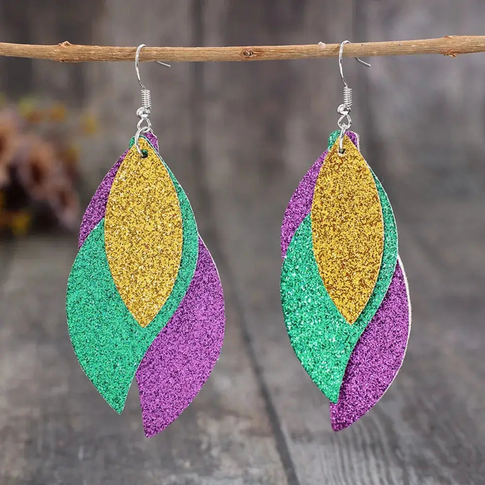 PU Leather Leaf Dangle Earrings by Trendsi