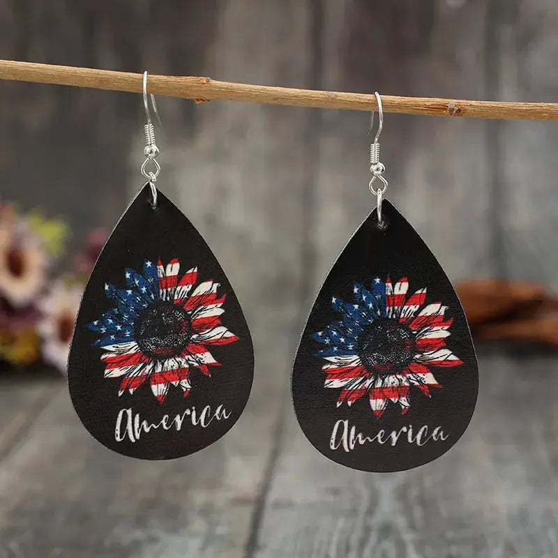 PU Leather Sunflower Teardrop Shape Earrings by Trendsi