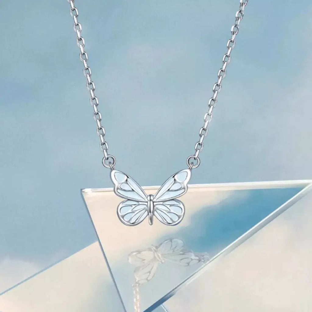 925 Sterling Silver Butterfly Necklace by Trendsi