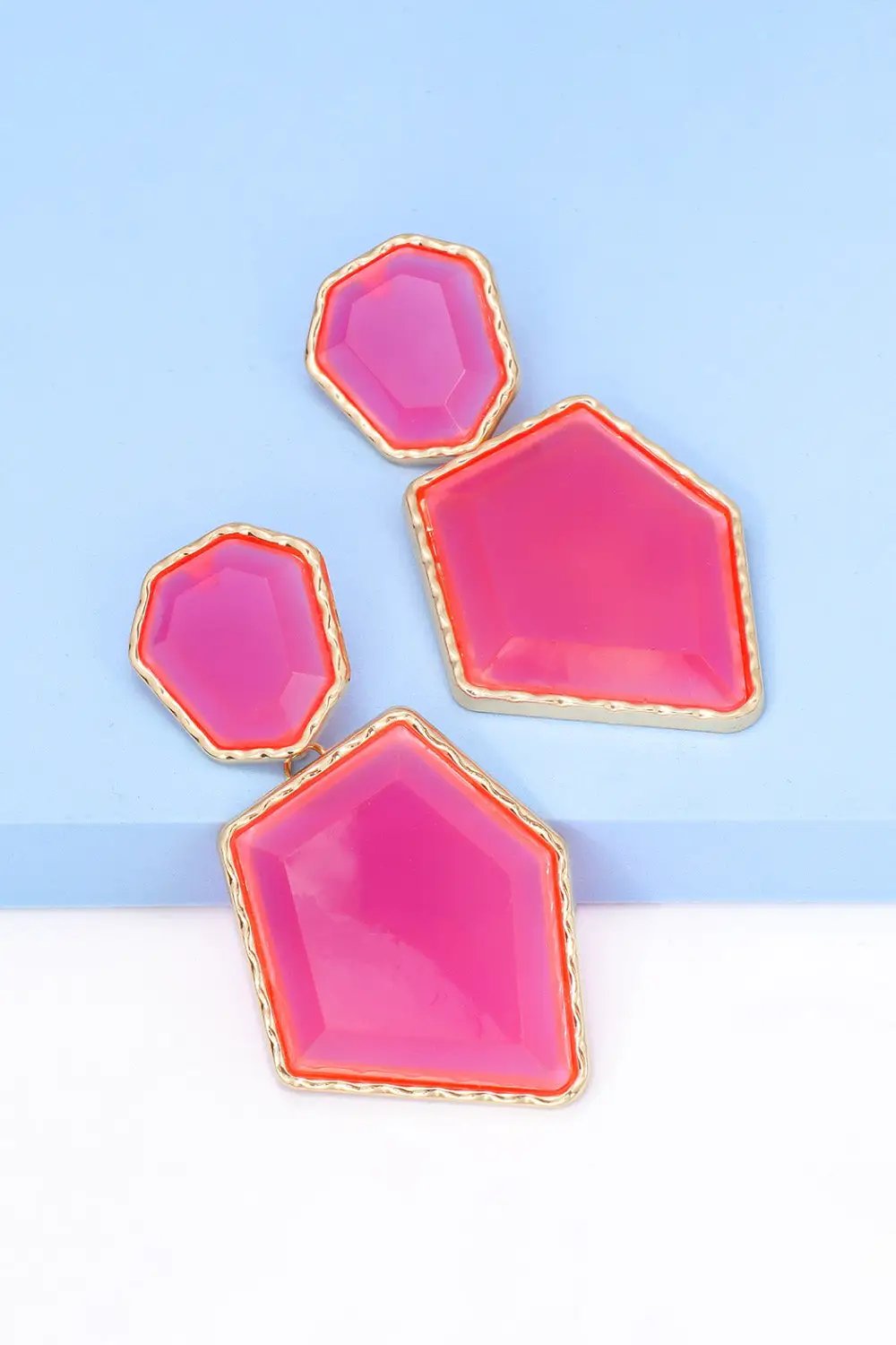 Geometrical Shape Zinc Alloy Frame Resin Dangle Earrings by Trendsi