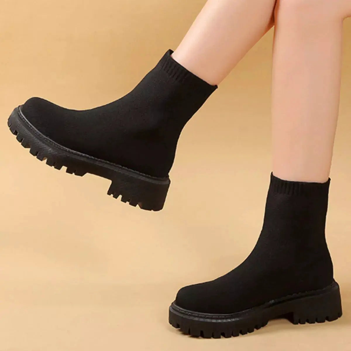 Round Toe Block Heels Boots by Trendsi