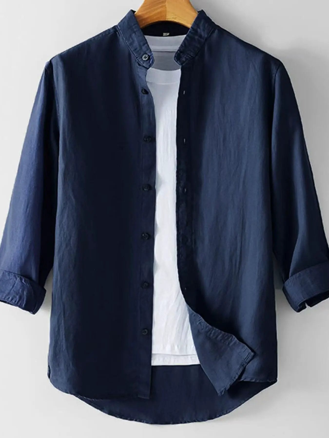 Men's Plus Size Button Up 3/4 Sleeve Shirt by Trendsi