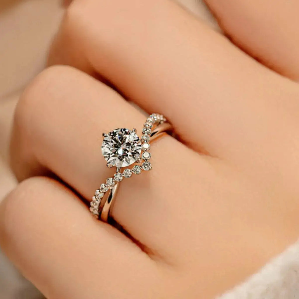 Moissanite 925 Sterling Silver Ring by Trendsi