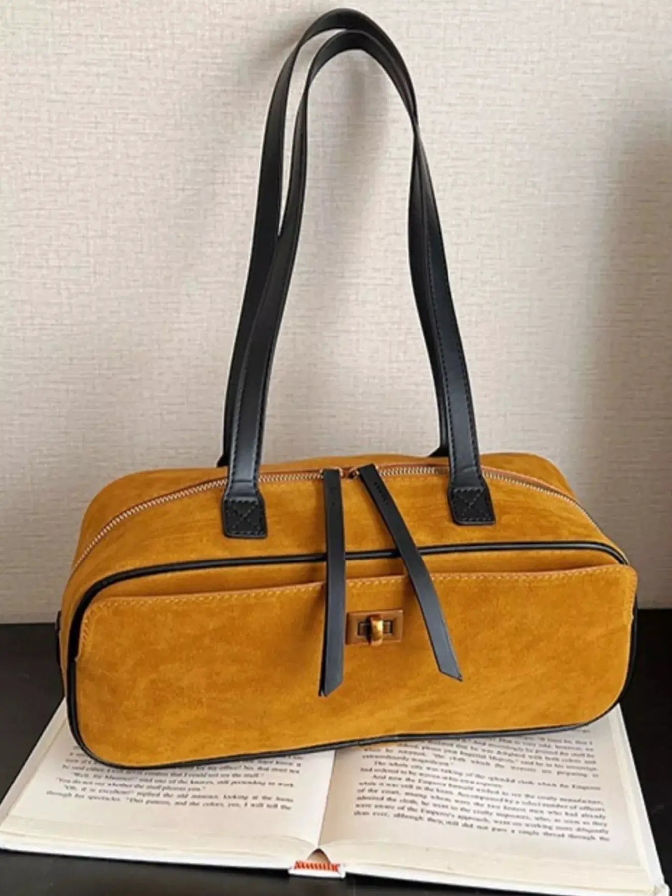 Suede Leather Shoulder Bag by Trendsi