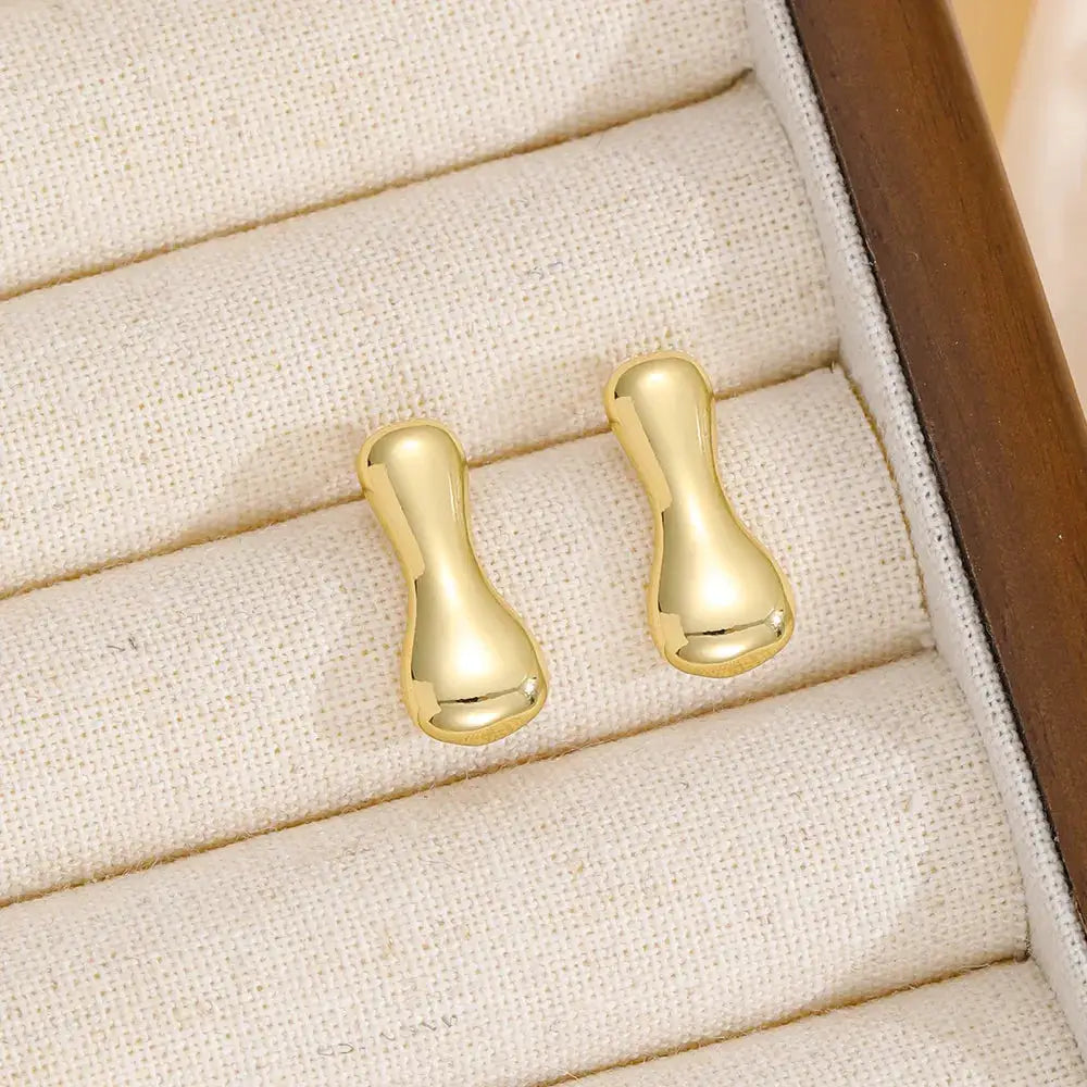 18K Gold-Plated Bubble Letter Stud Earrings by Trendsi