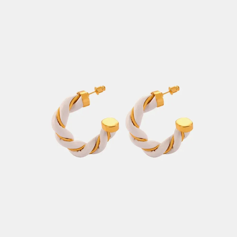Twisted Leather Rope C-Hoop Earrings by Trendsi