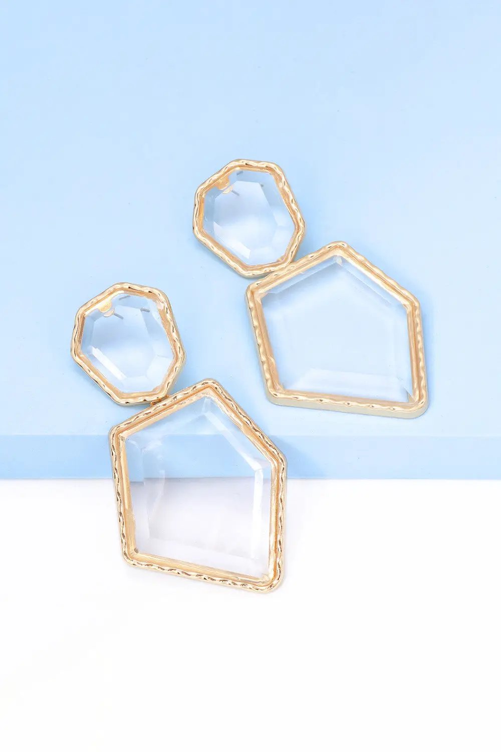 Geometrical Shape Zinc Alloy Frame Resin Dangle Earrings by Trendsi