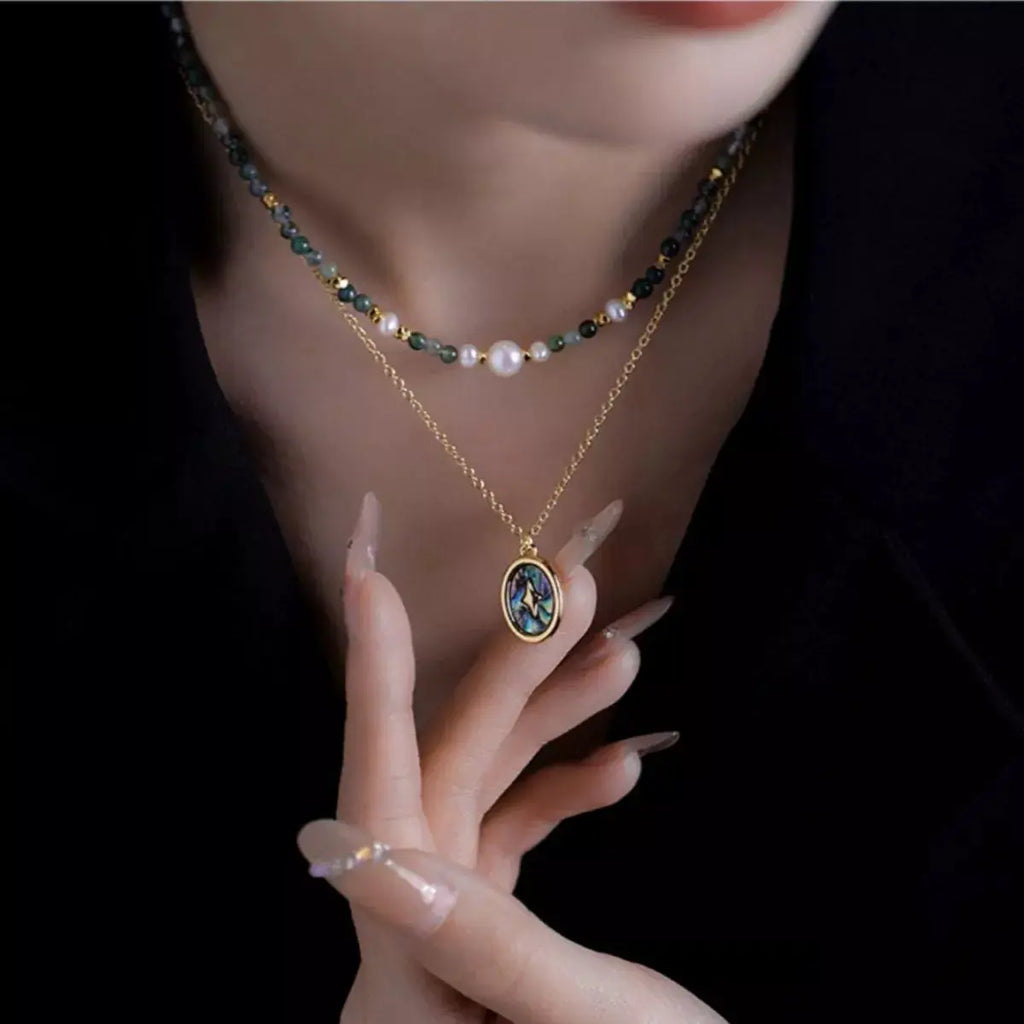 2 Piece Freshwater Pearl 18K Gold-Plated Pendant Necklace by Trendsi