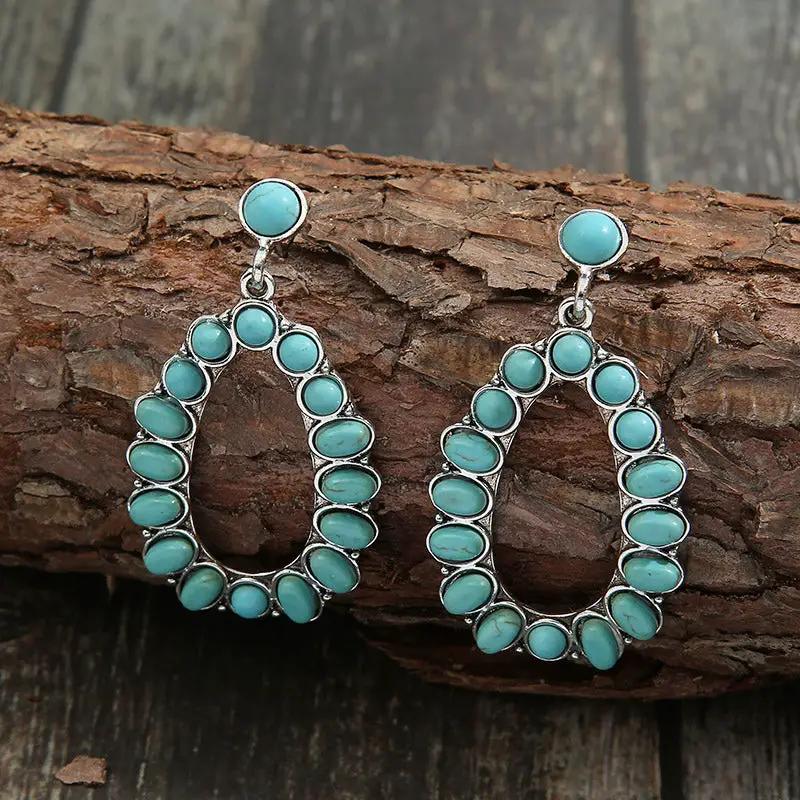 Artificial Turquoise Earrings by Trendsi