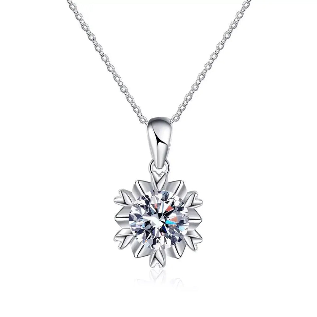 1 Carat Moissanite 925 Sterling Silver Flower Necklace by Trendsi