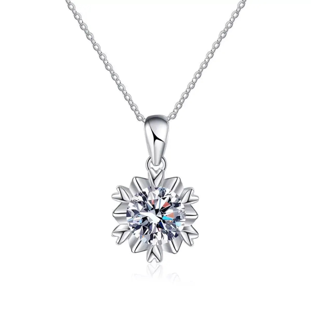 1 Carat Moissanite 925 Sterling Silver Flower Necklace by Trendsi