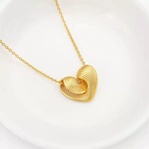 18K Gold-Plated Heart Pendant Necklace by Trendsi
