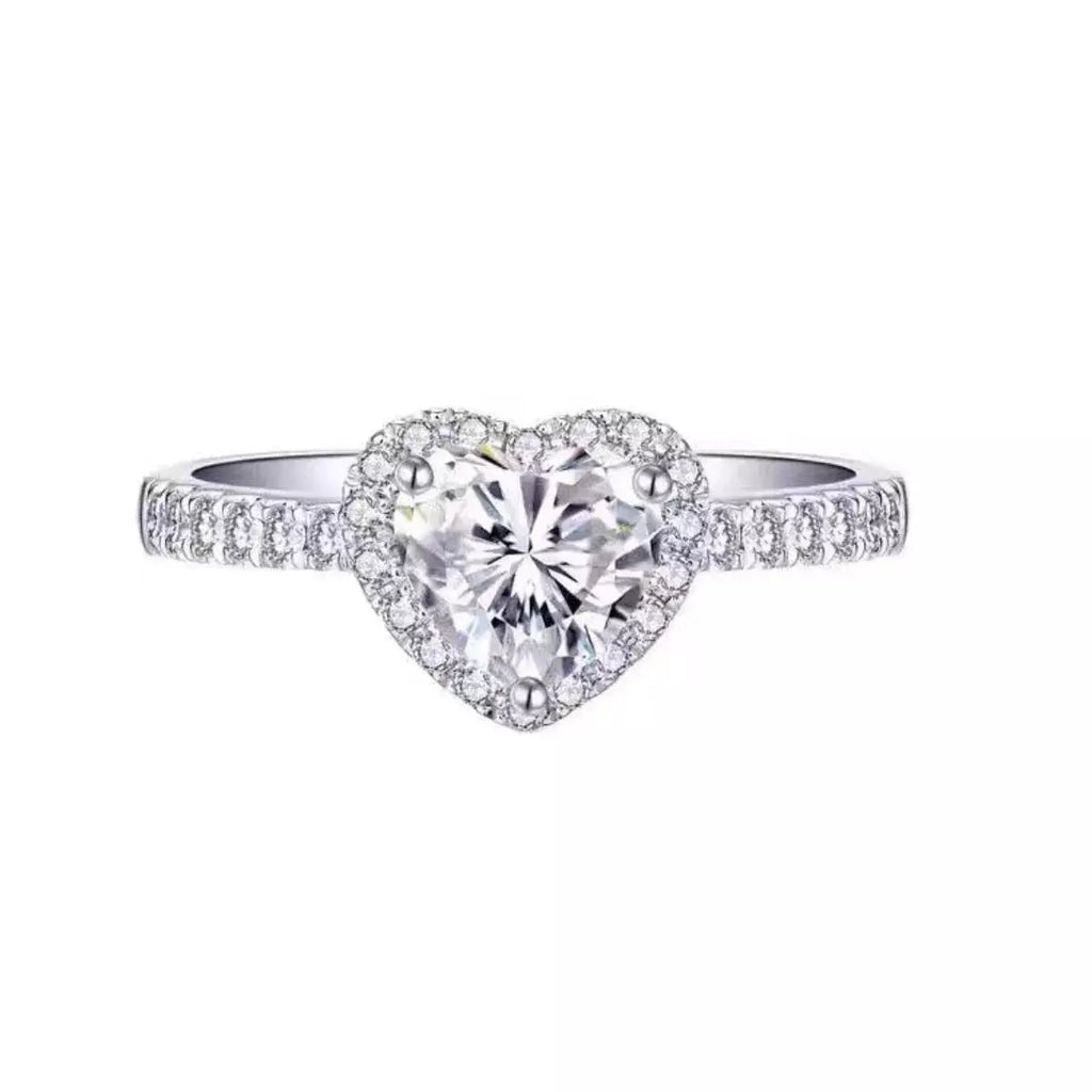 1 Carat Moissanite 925 Sterling Silver Heart Ring by Trendsi