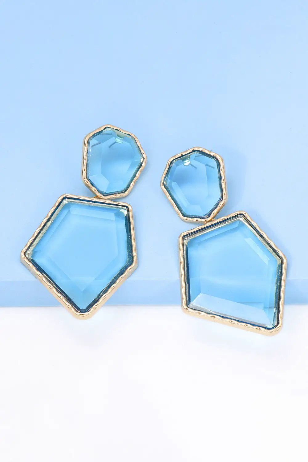 Geometrical Shape Zinc Alloy Frame Resin Dangle Earrings by Trendsi