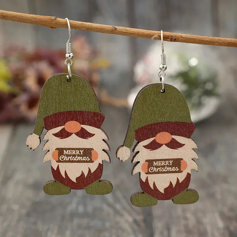 Wooden Gnome Dangle Earrings by Trendsi