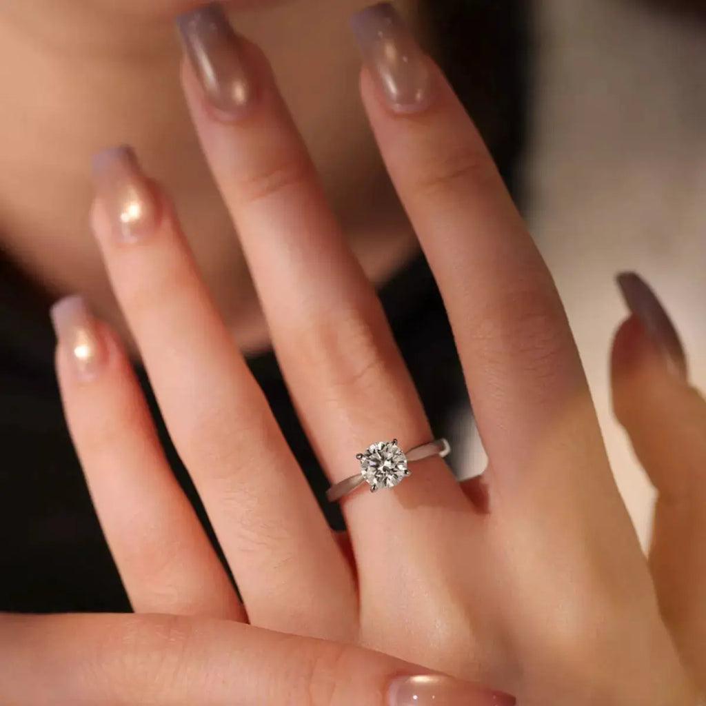 1 Carat 925 Sterling Silver Moissanite Ring by Trendsi