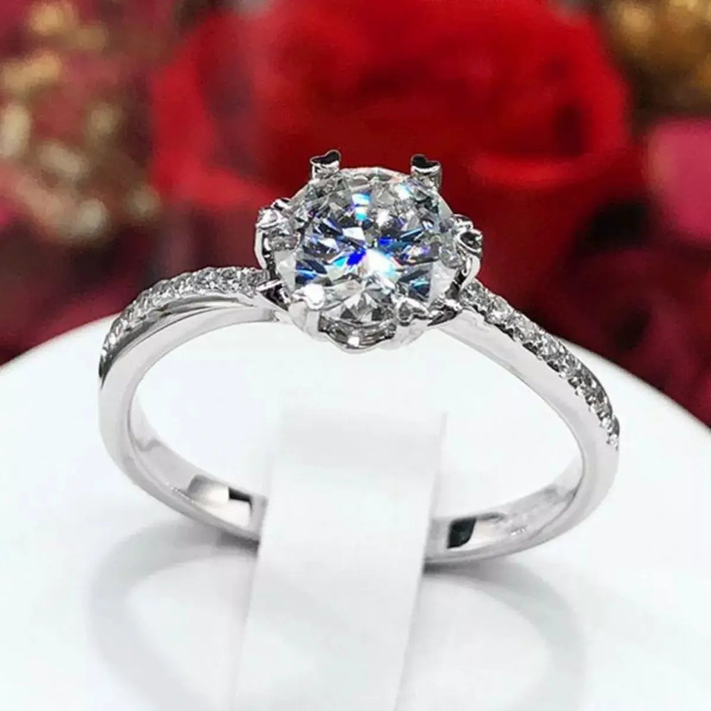 1 Carat 925 Sterling Silver Moissanite Ring by Trendsi