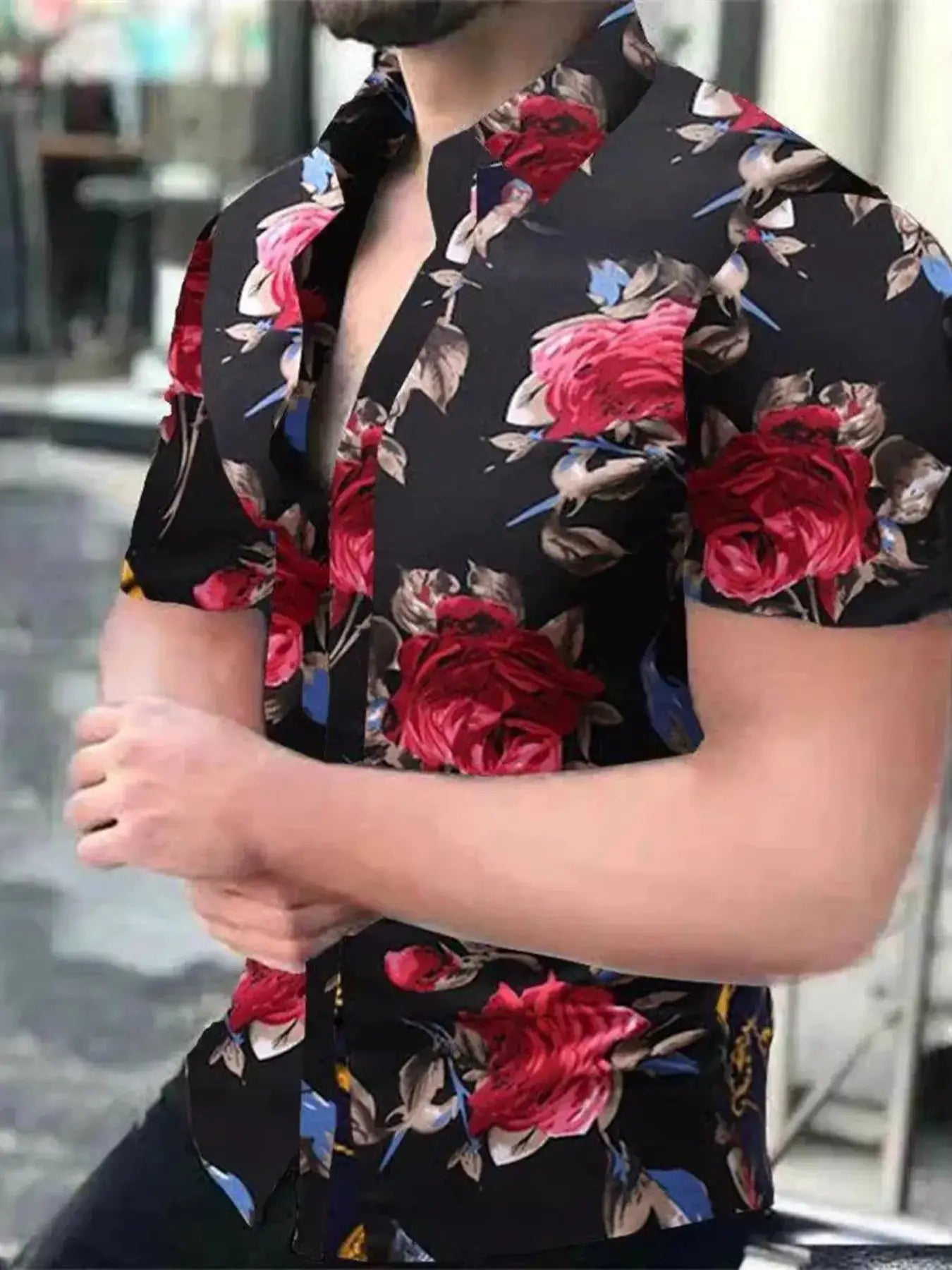 Men's Full Size Printed Short Sleeve Shirt Plus Size by Trendsi
