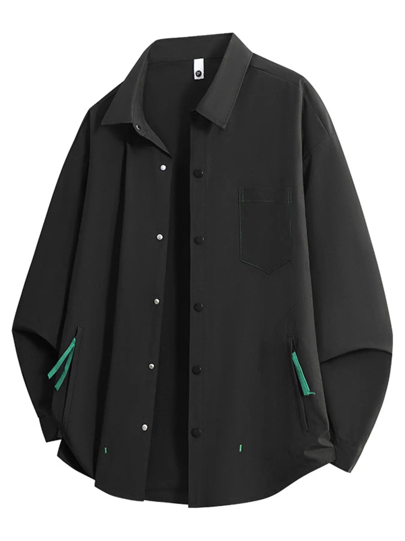 Men's Full Size Snap Down Long Sleeve Shacket Plus Size by Trendsi