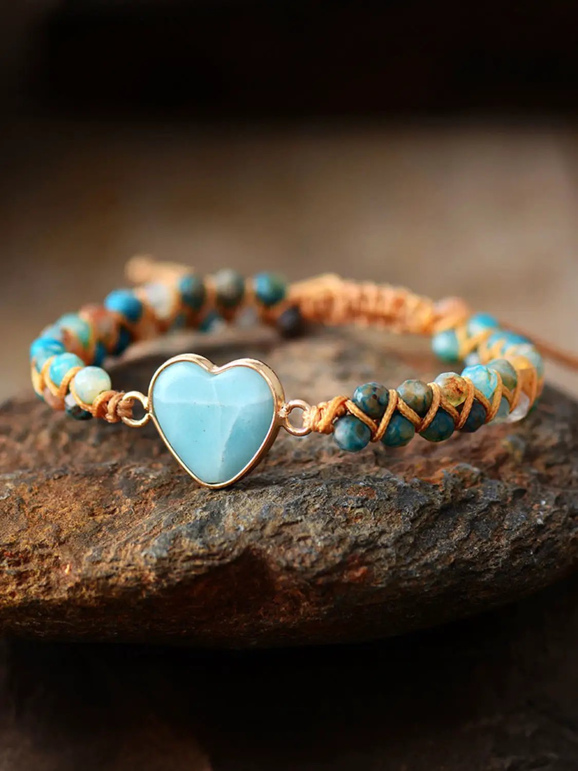 Heart Shape Beaded Bracelet by Trendsi